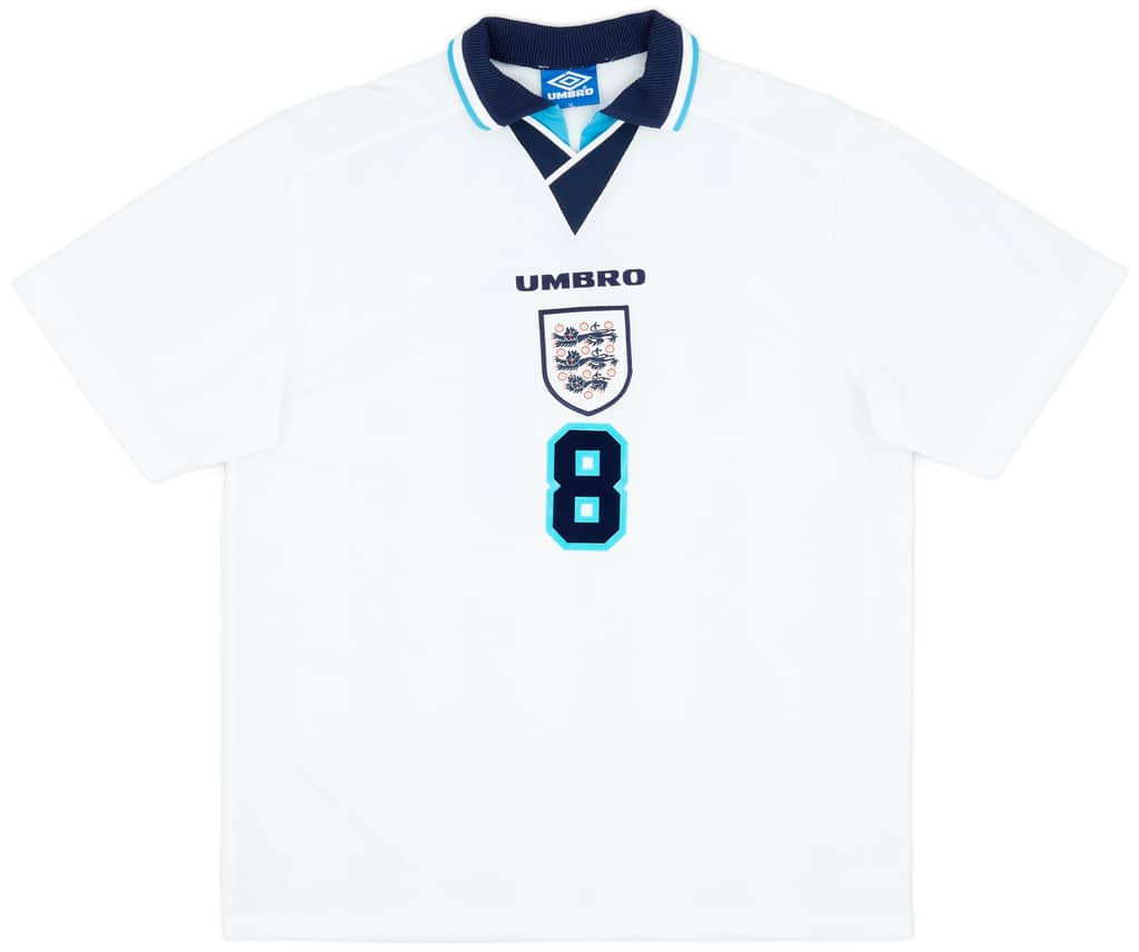 1995-97 England Home Shirt Gascoigne #8 - 9/10 - (XL)