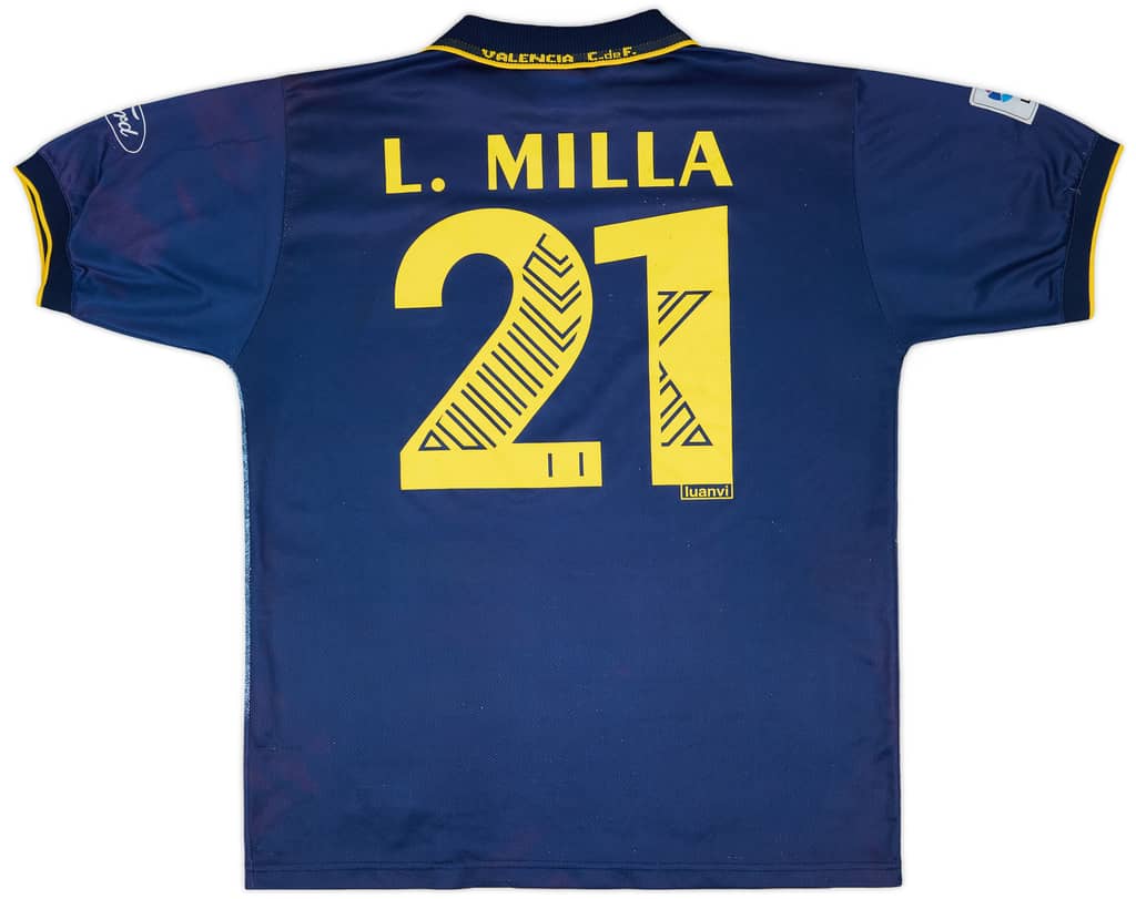 1997-98 Valencia Away Shirt L.Milla #21 - 8/10 - (XL)