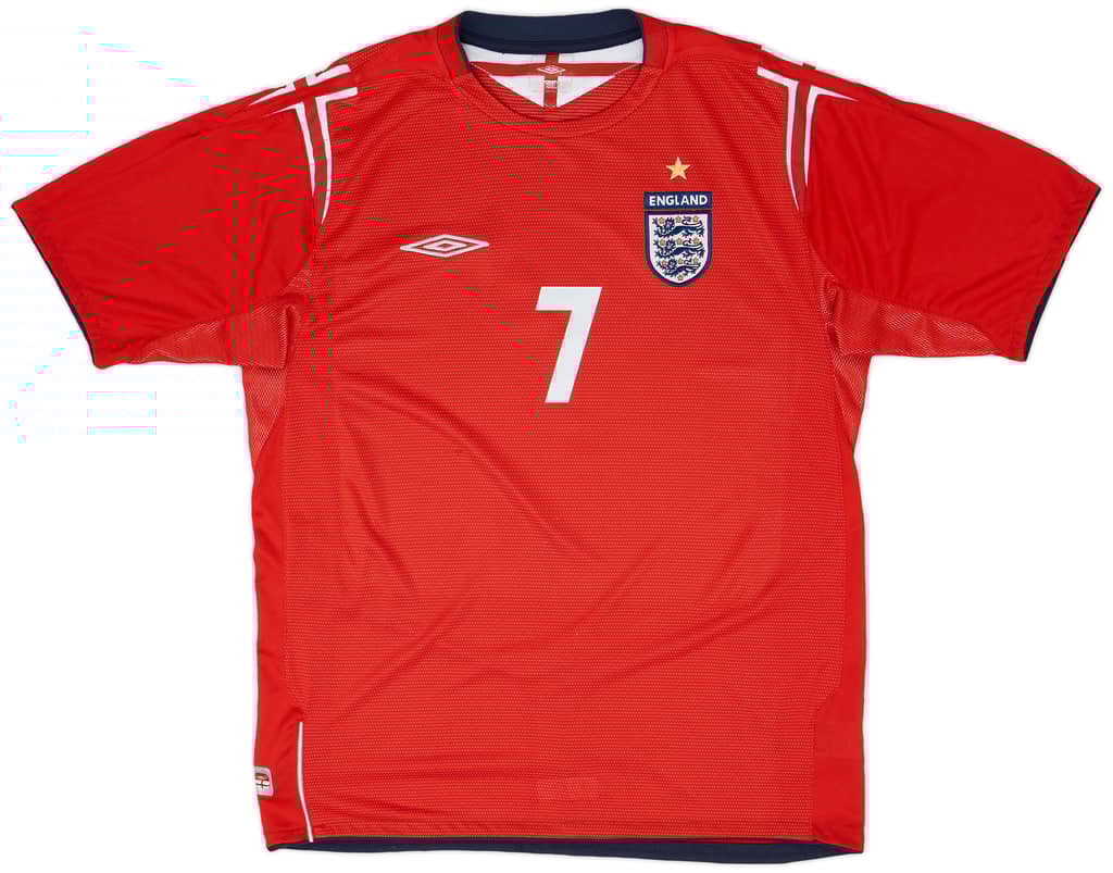 2004-06 England Away Shirt Beckham #7 - 6/10 - (L)