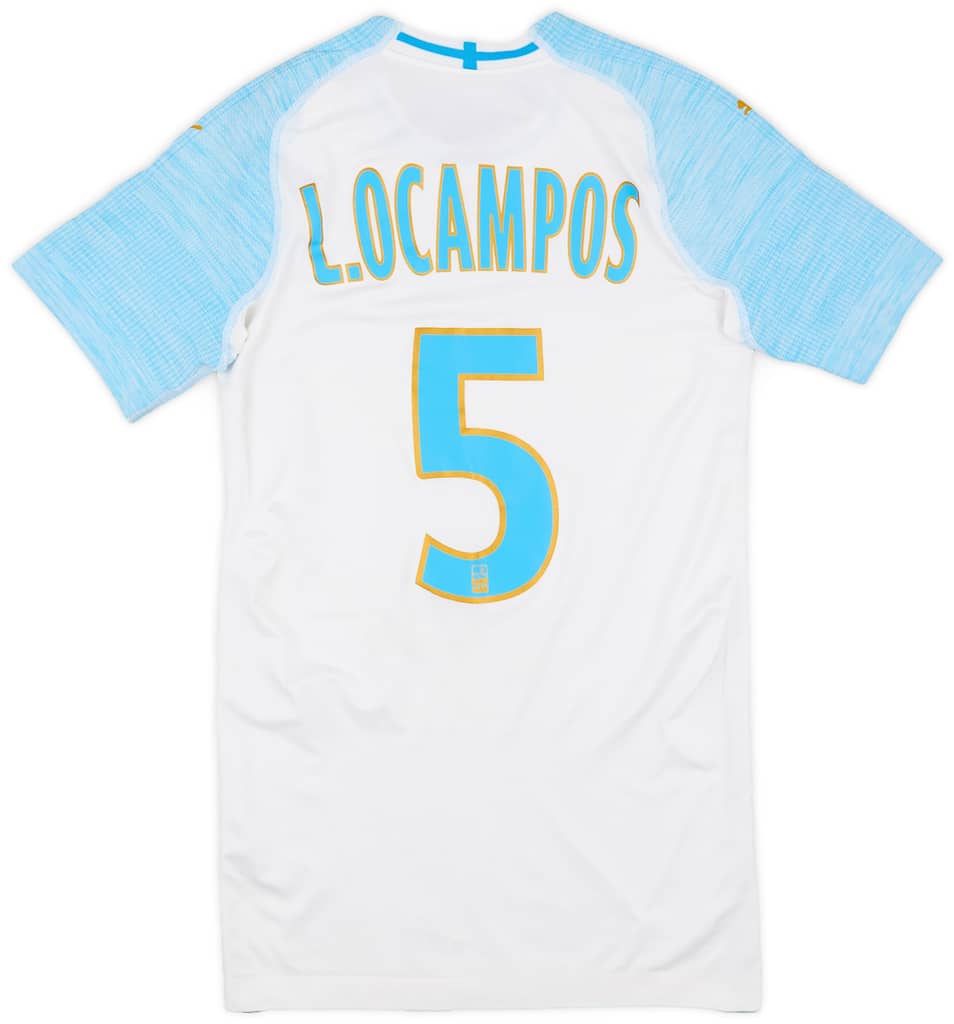 2018-19 Olympique Marseille Player Issue Home Shirt L.Ocampos #5 - 9/10 - (S)