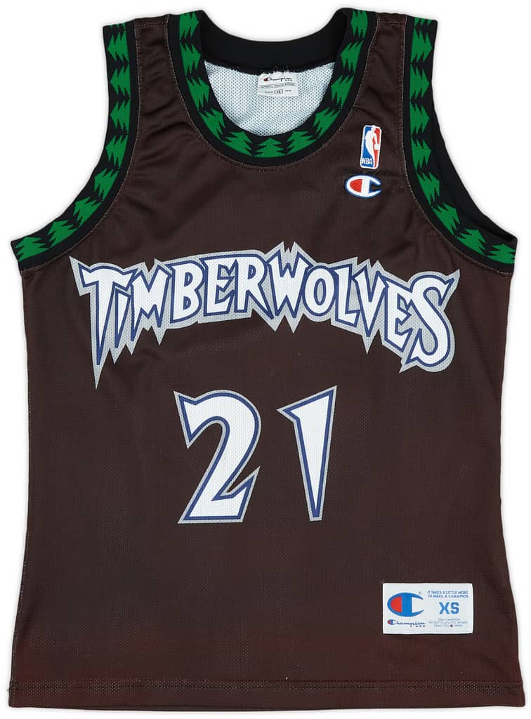 1998-07 Minnesota Timberwolves Garnett #21 Champion Alternate Jersey (Very Good) XS