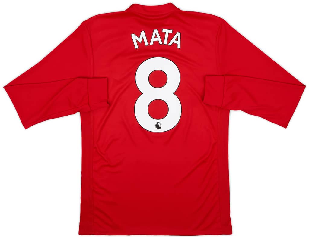 2017-18 Manchester United Home L/S Shirt Mata #8 - 9/10 - (S)