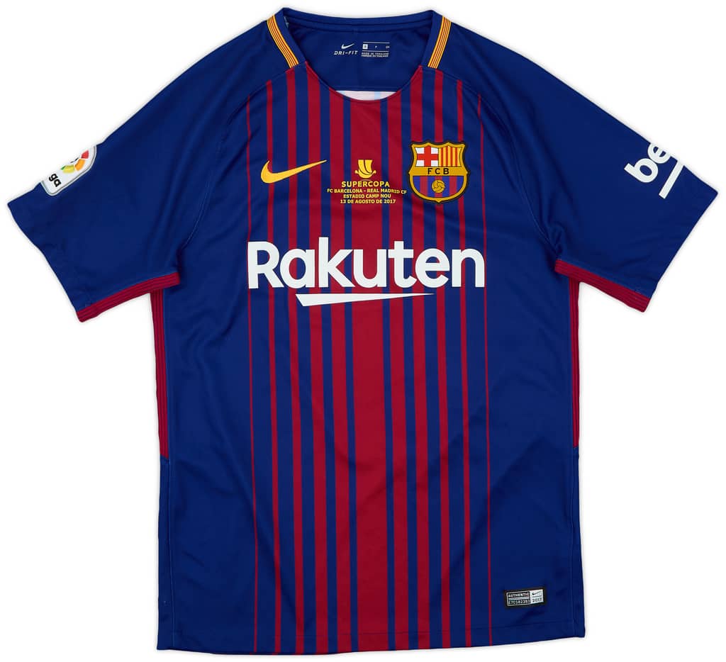 2017-18 Barcelona Home Shirt Suarez #9 - 10/10 - (S)