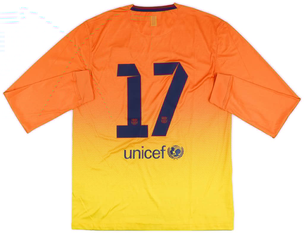 2012-13 Barcelona Match Issue Away L/S Shirt #17