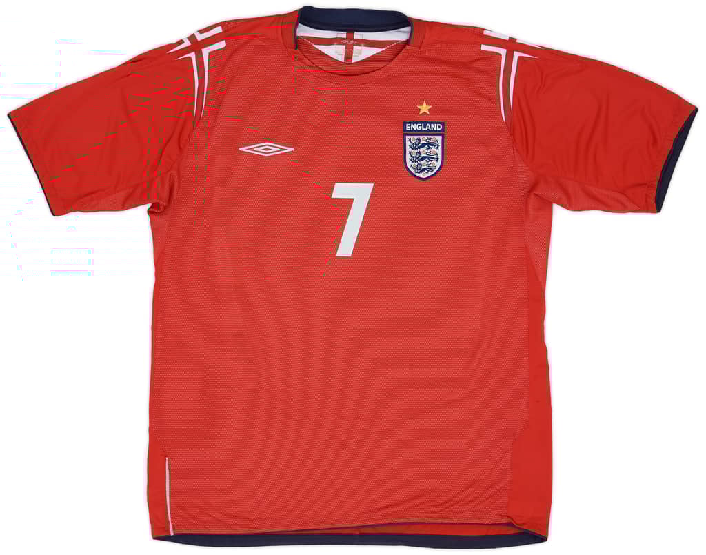 2004-06 England Away Shirt Beckham #7 - 7/10 - (XL)