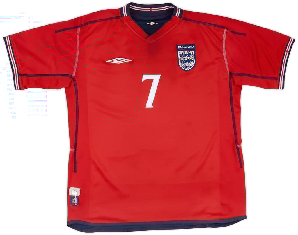 2002-04 England Away Shirt Beckham #7 - 7/10 - (M)