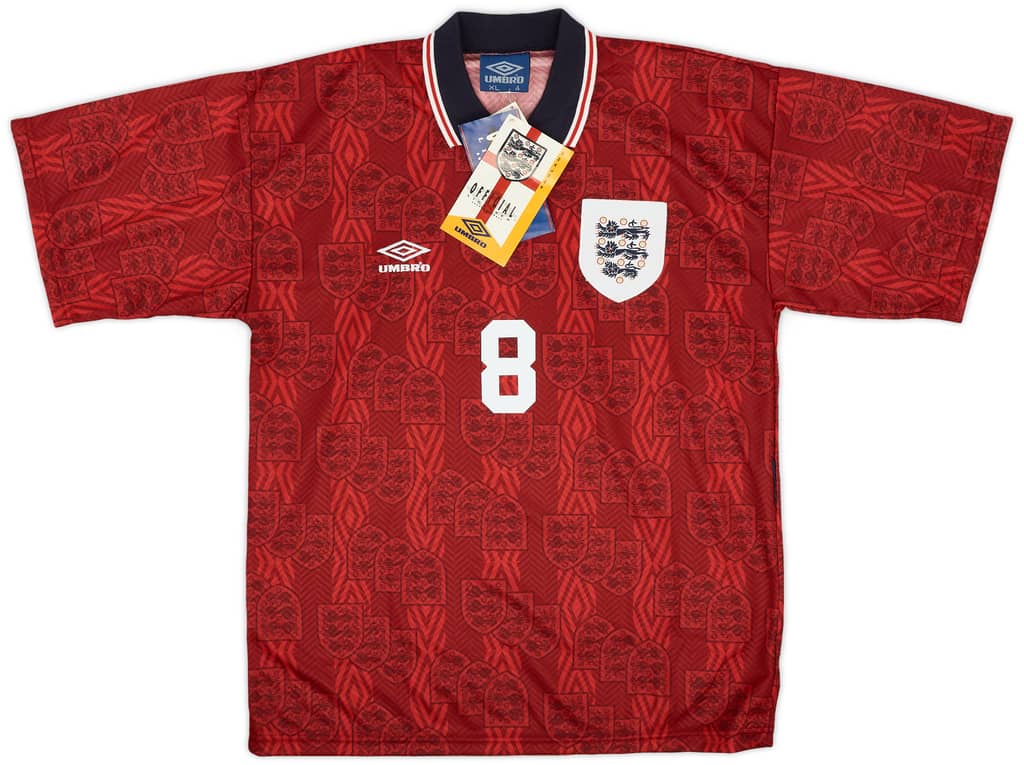 1993-95 England Away Shirt Gascoigne #8 (XL)