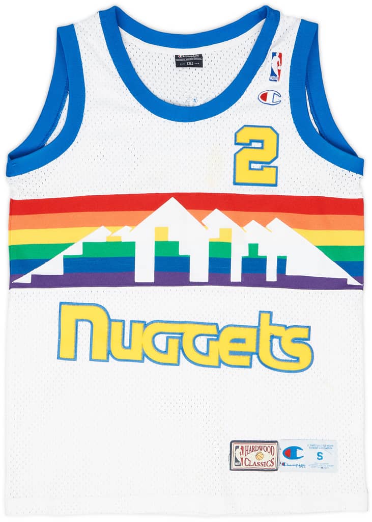 1987-88 Denver Nuggets English #2 Champion Hardwood Classics Home Jersey - 6/10 - (S)