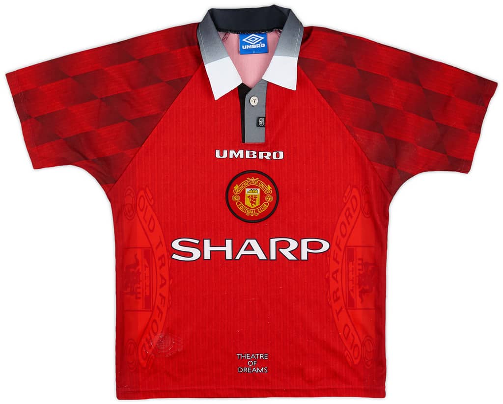 1996-98 Manchester United Home Shirt - 7/10 - (XL.Boys)