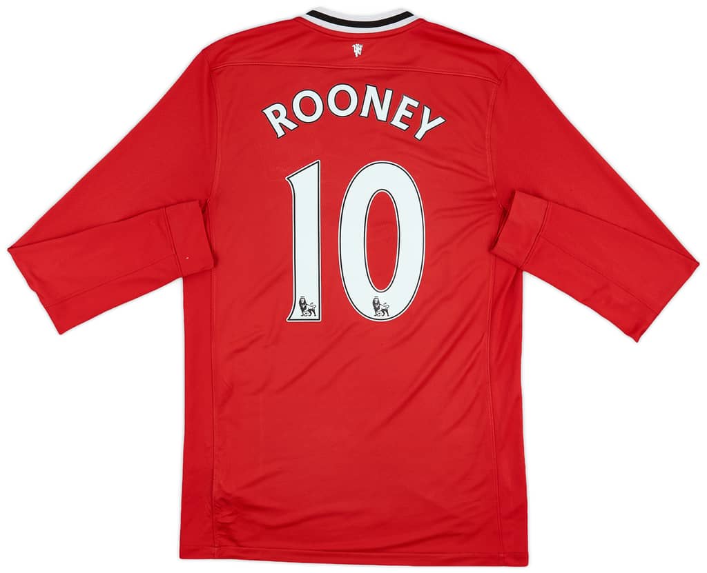 2011-12 Manchester United Home L/S Shirt Rooney #10 - 8/10 - (M)