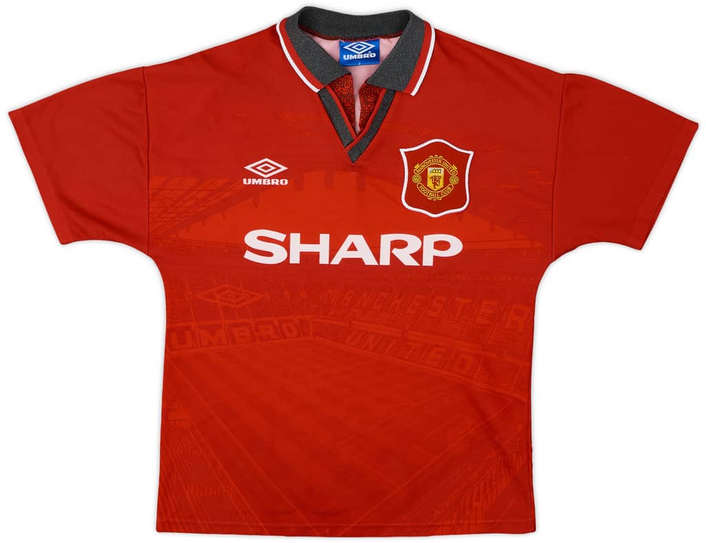 1994-96 Manchester United Home Shirt - 6/10 - (L.Boys)