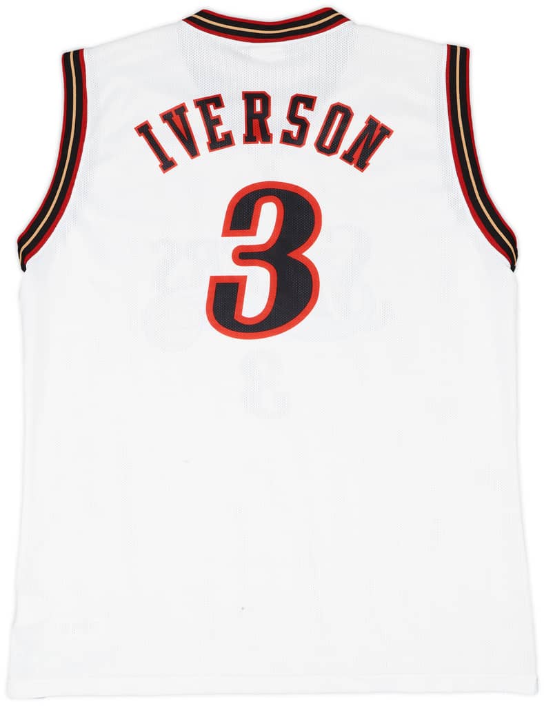 2000-06 Philadelphia 76ers Iverson #3 Champion Home Jersey - 8/10 - (XXL)