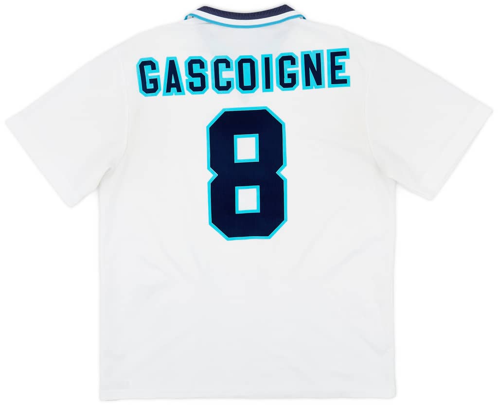 1995-97 England Home Shirt Gascoigne #8 - 8/10 - (XL)