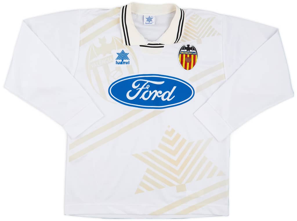 1995-96 Valencia Home L/S Shirt - 8/10 - (XL.Boys)