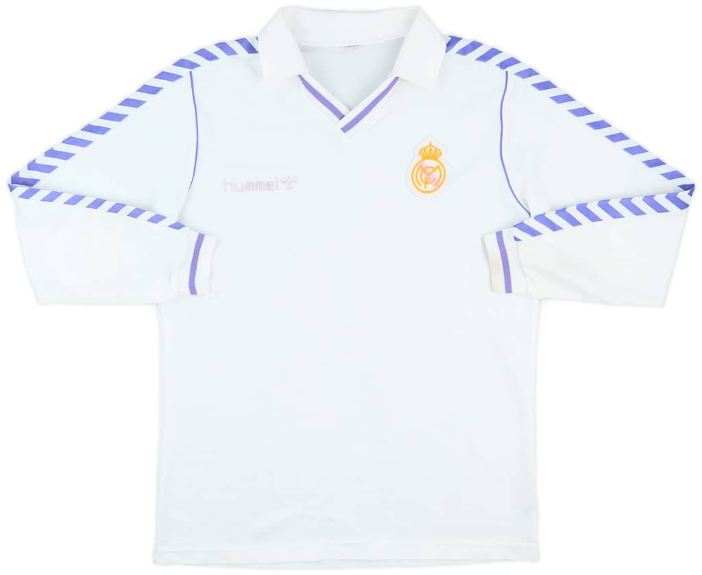 1986-88 Real Madrid Home L/S Shirt - 7/10 - (XL)