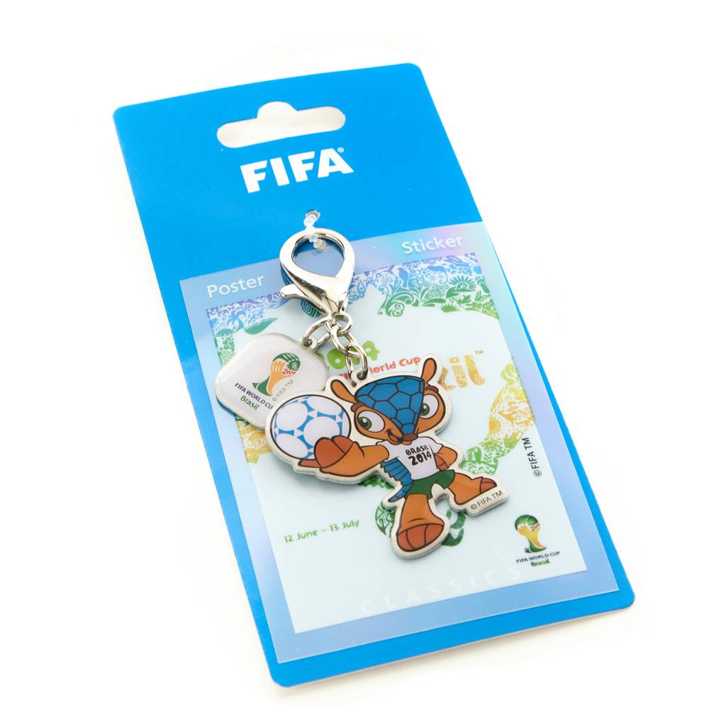 2014 FIFA Clásicos Oficial Copa Mundial Mascota Llavero & Póster Calcomanía