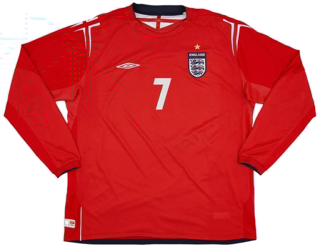 2004-06 England Away L/S Shirt Beckham #7 - 6/10 - (XXL)
