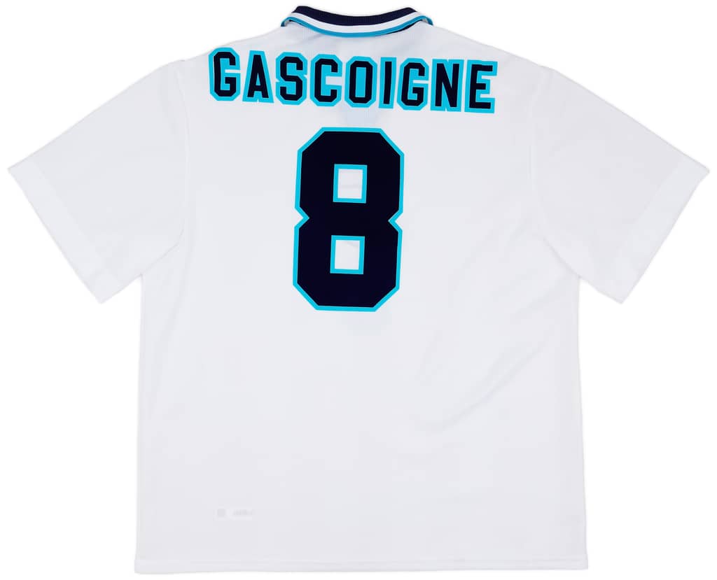 1995-97 England Home Shirt Gascoigne #8 - 9/10 - (XXL)