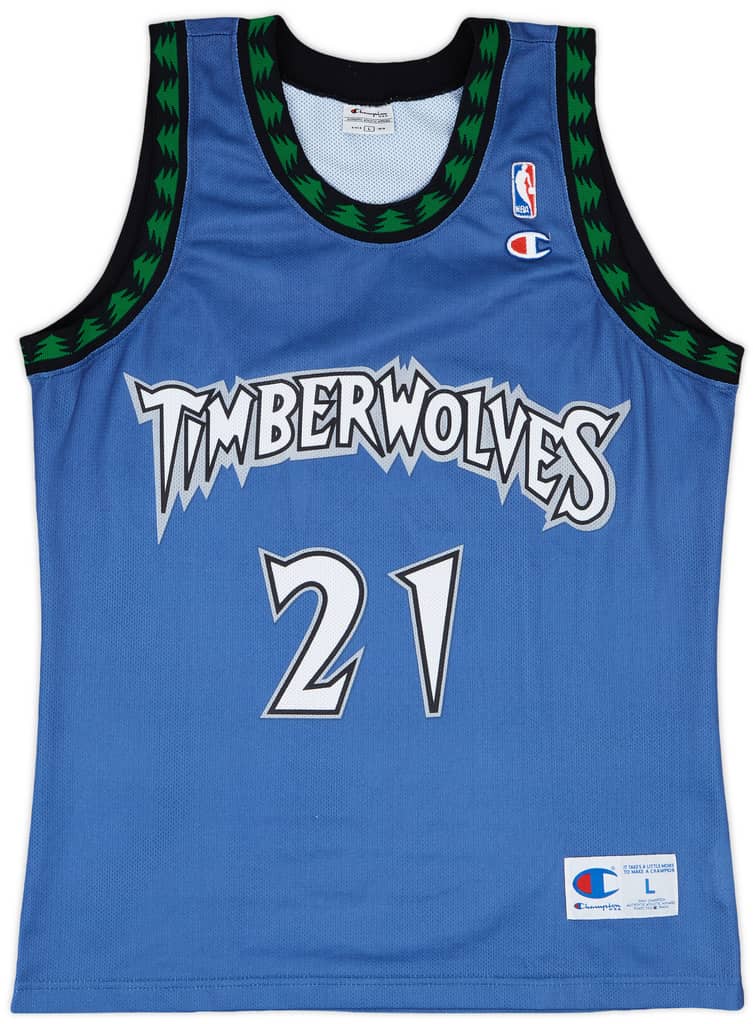 1996-07 Minnesota Timberwolves Garnett #21 Champion Away Jersey - 9/10 - (L)