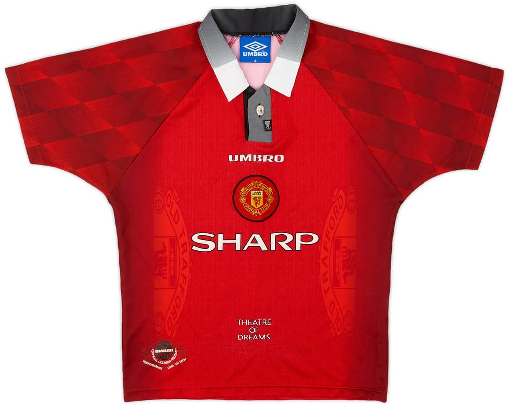 1996-98 Manchester United Home Shirt - 9/10 - (L.Boys)