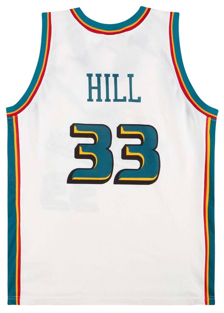 1996-00 Detroit Pistons Hill #33 Champion Jersey (Home) XL