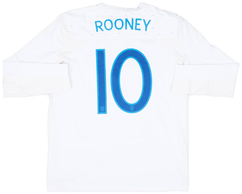 2010-11 England Home L/S Shirt Rooney #10 - 8/10 - (L)