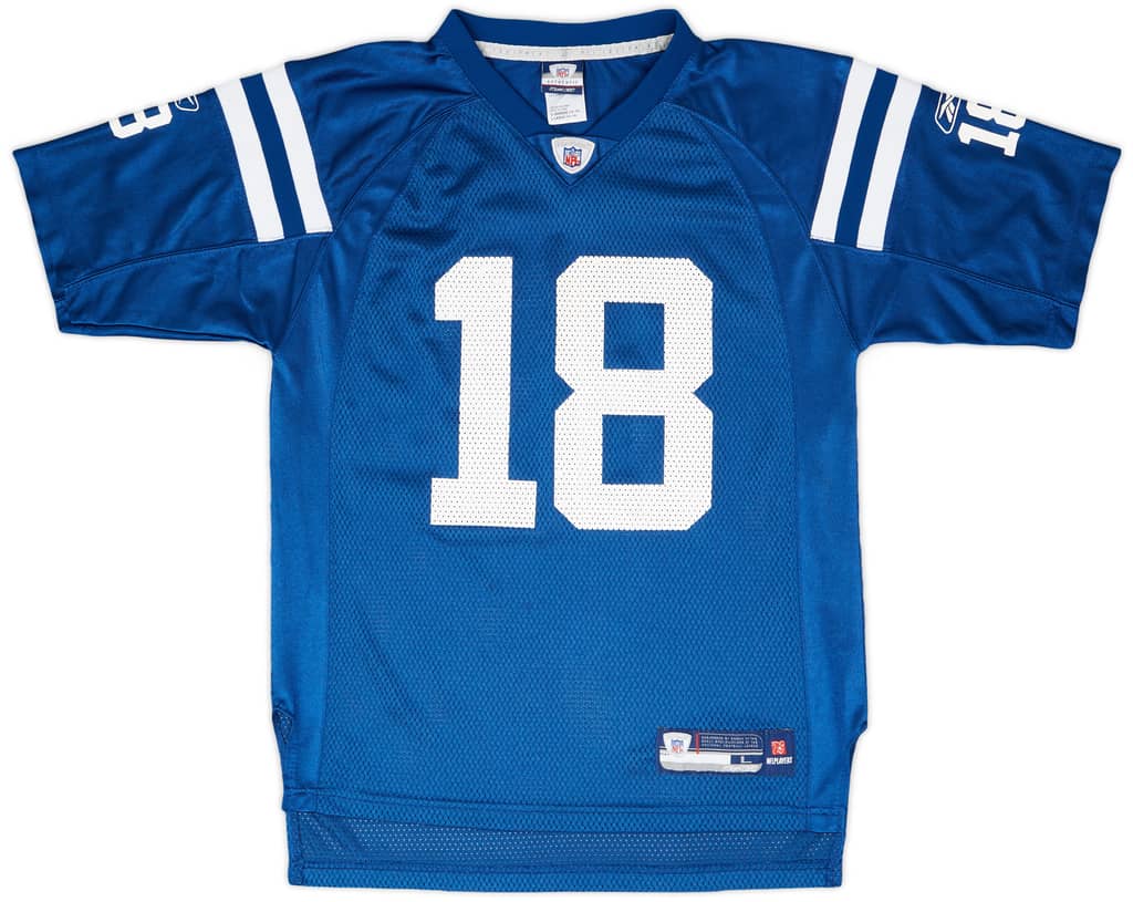 2007 Indianapolis Colts Manning #18 Reebok On Field Home Jersey - 9/10 - (L.Boys)
