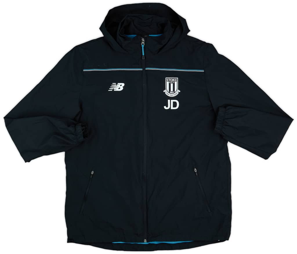 2015-16 Stoke City Staff Issue New Balance Hooded Rain Jacket JD - 6/10 - (L)
