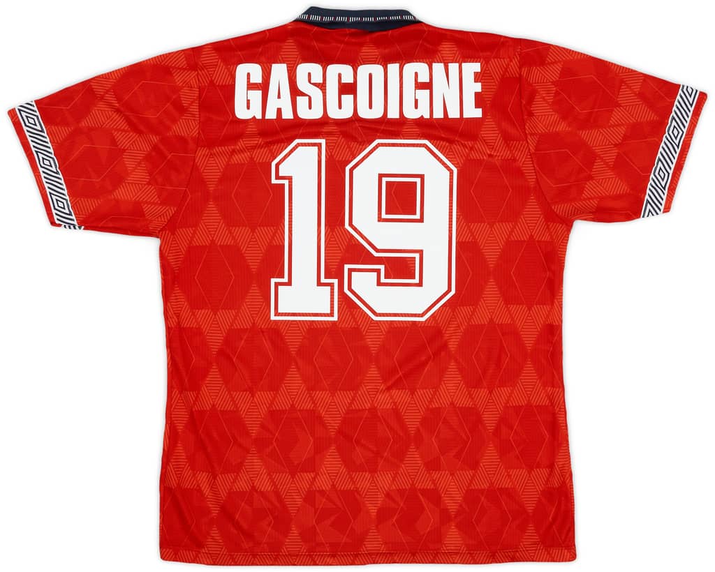 1990-93 England Away Shirt Gascoigne #19 - 6/10 - (L)