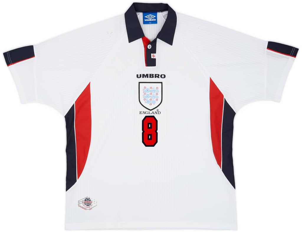 1997-99 England Home Shirt Gascoigne #8 - 6/10 - (XXL)