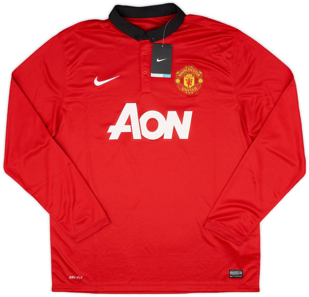 2013-14 Manchester United Home L/S Shirt Vidic #15 (XL)