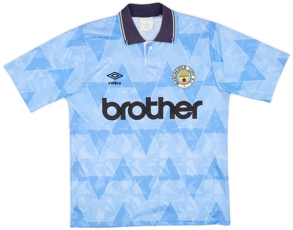 1989-91 Manchester City Home Shirt - 7/10 - (S)