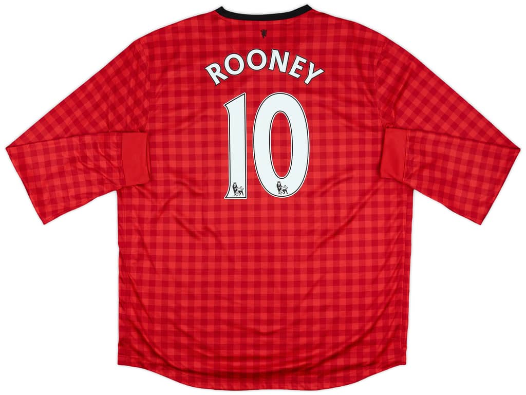 2012-13 Manchester United Home L/S Shirt Rooney #10 - 8/10 - (XXL)