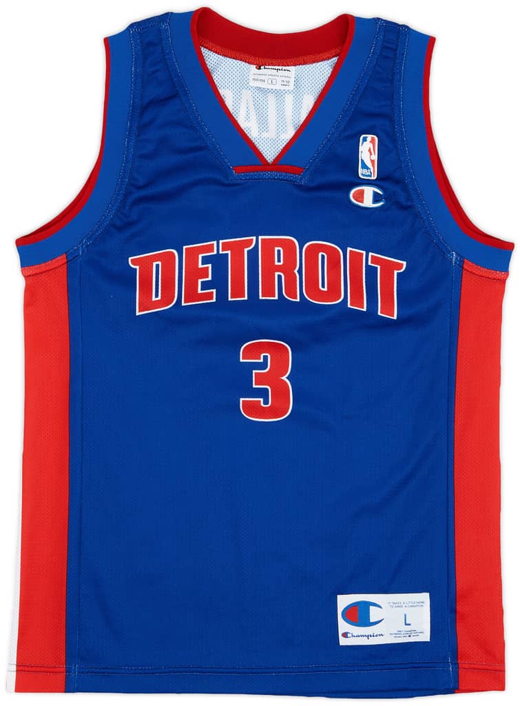 2001-06 Detroit Pistons Wallace #3 Champion Away Jersey - 9/10 - (L.Boys)