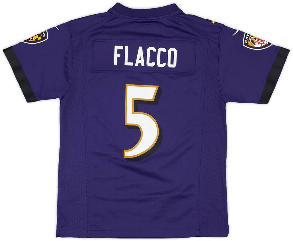 2012-18 Baltimore Ravens Flacco #5 Nike Game Home Jersey - 8/10 - (M.Boys)
