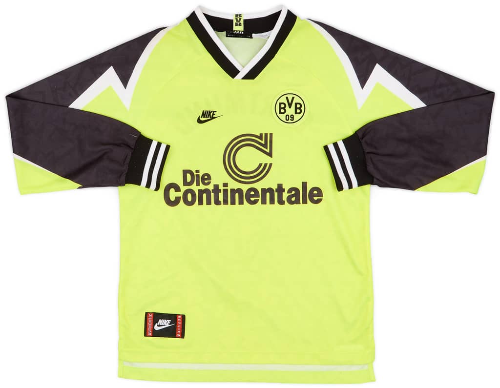 1995-96 Borussia Dortmund Home L/S Shirt #9 - 8/10 - (XL.Boys)
