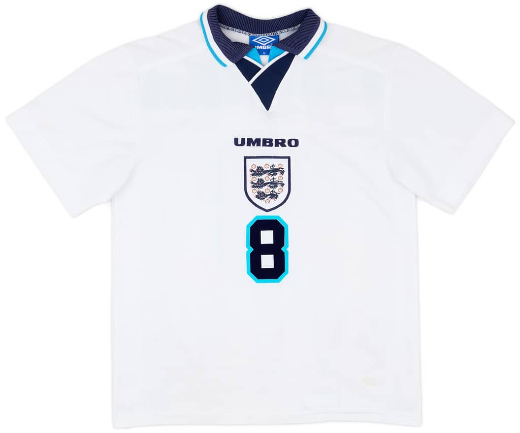 1995-97 England Home Shirt Gascoigne #8 - 8/10 - (M)