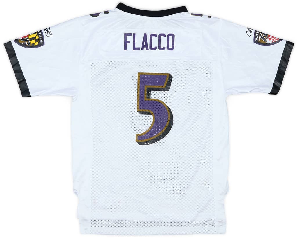 2008-11 Baltimore Ravens Flacco #5 Reebok On Field Away Jersey - 7/10 - (L.Boys)