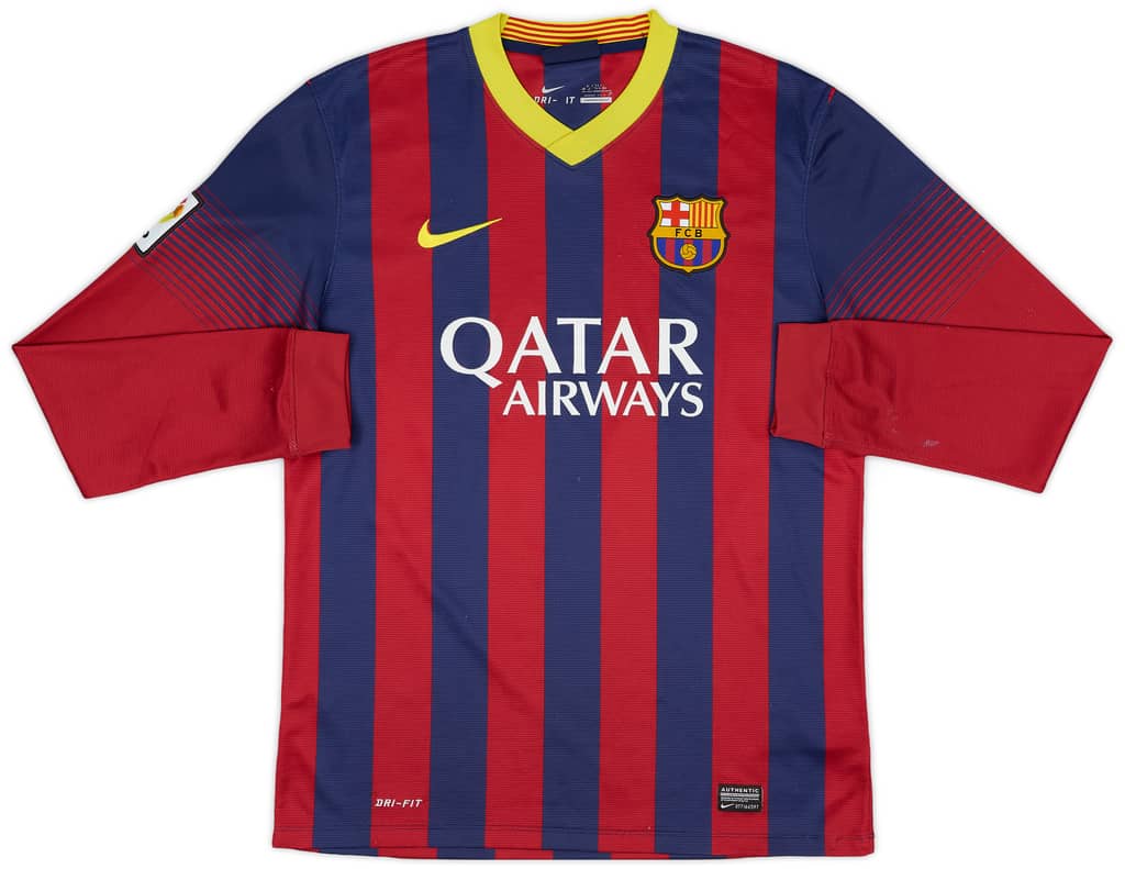 2013-14 Barcelona Home L/S Shirt Messi #10 - 8/10 - (M)