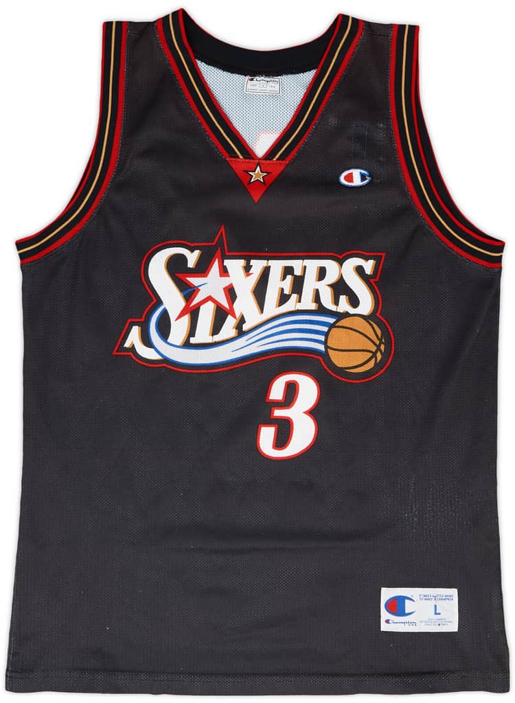 1997-00 Philadelphia 76ers Iverson #3 Champion Away Jersey - 7/10 - (L)