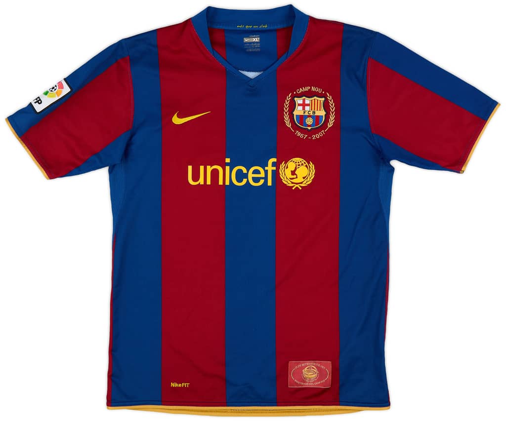 2007-08 Barcelona Home Shirt - 9/10 - (XL.Boys)