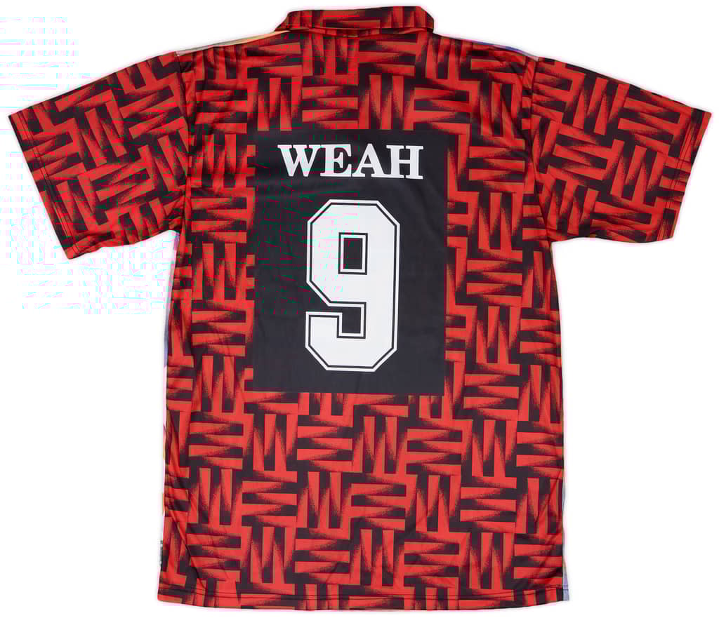 1998-99 AC Milan Graphic Shirt Weah #9 - 9/10 - (XL)