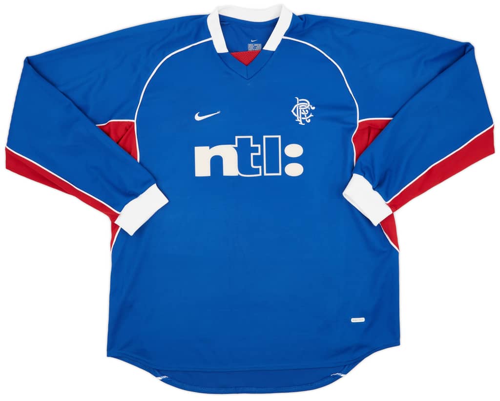 2001-02 Rangers Home L/S Shirt - 9/10 - (XL)