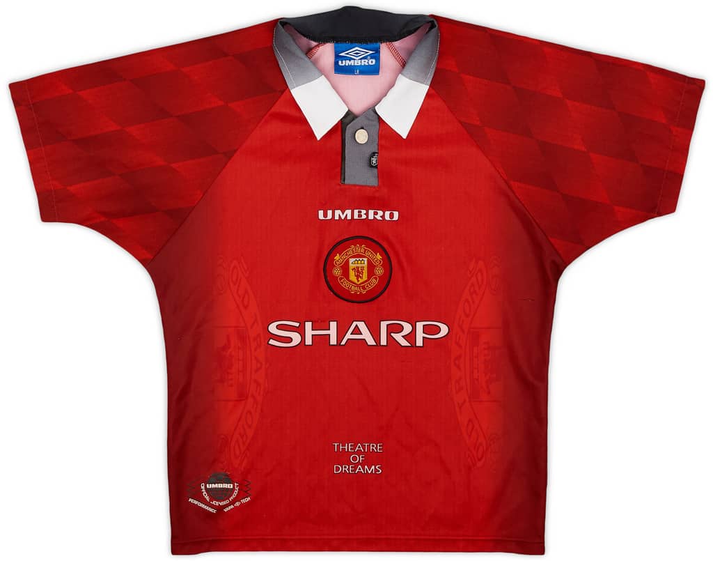 1996-98 Manchester United Home Shirt - 8/10 - (L.Boys)