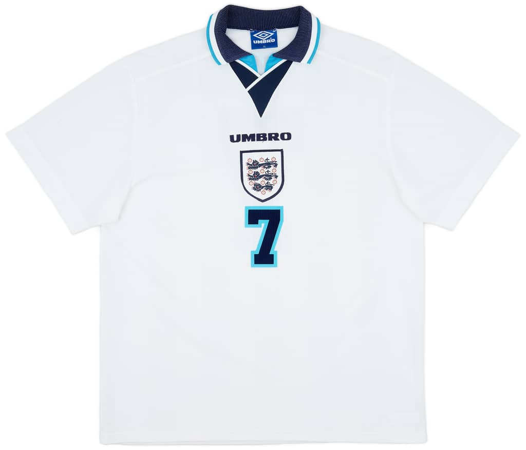 1995-97 England Home Shirt Beckham #7 - 8/10 - (XL)
