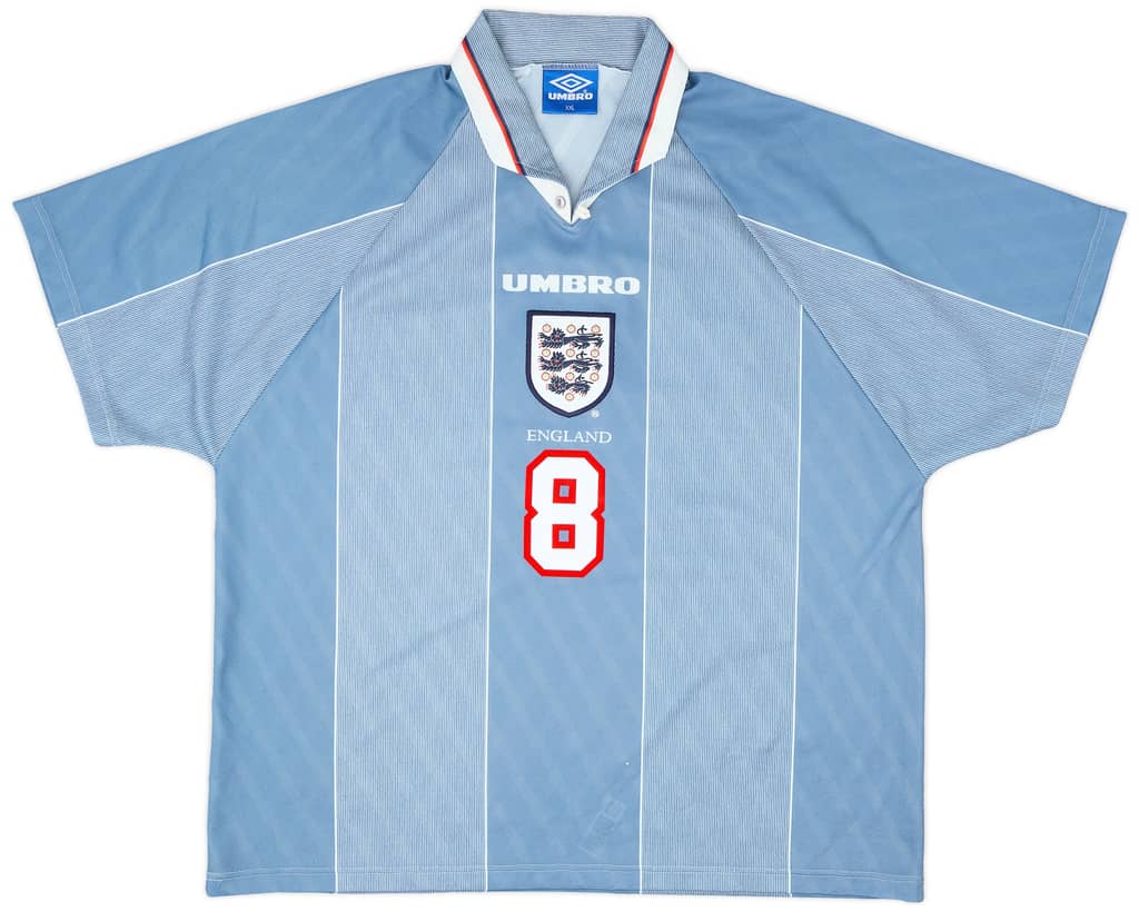 1996-97 England Away Shirt Gascoigne #8 - 8/10 - (XXL)