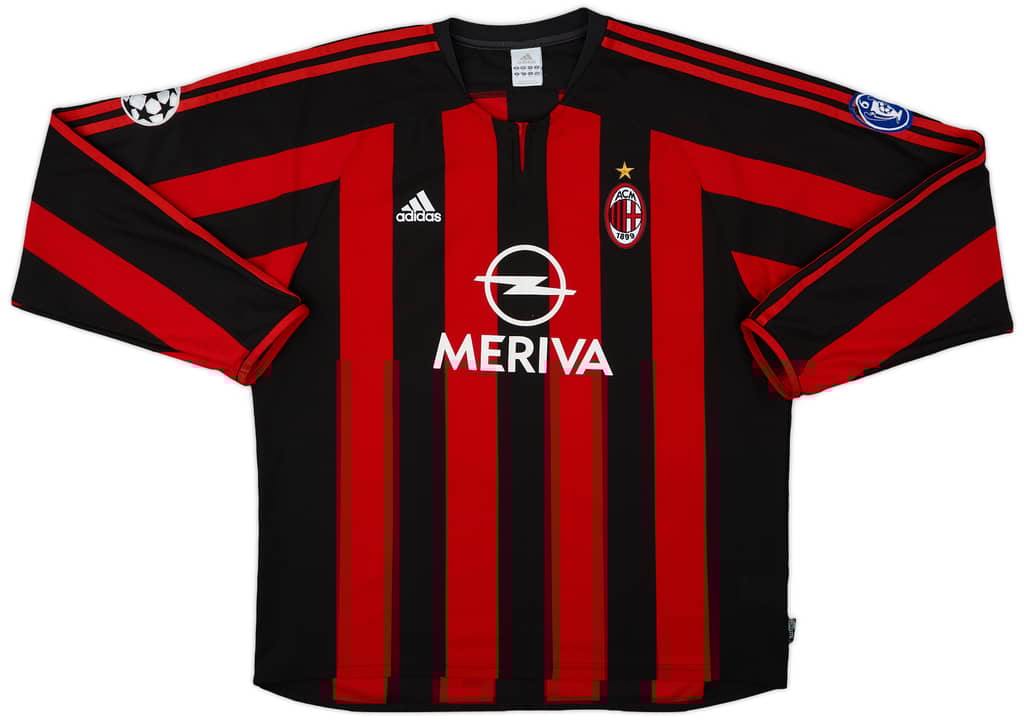 2003-04 AC Milan Home L/S Shirt Shevchenko #7 - 8/10 - (XL)