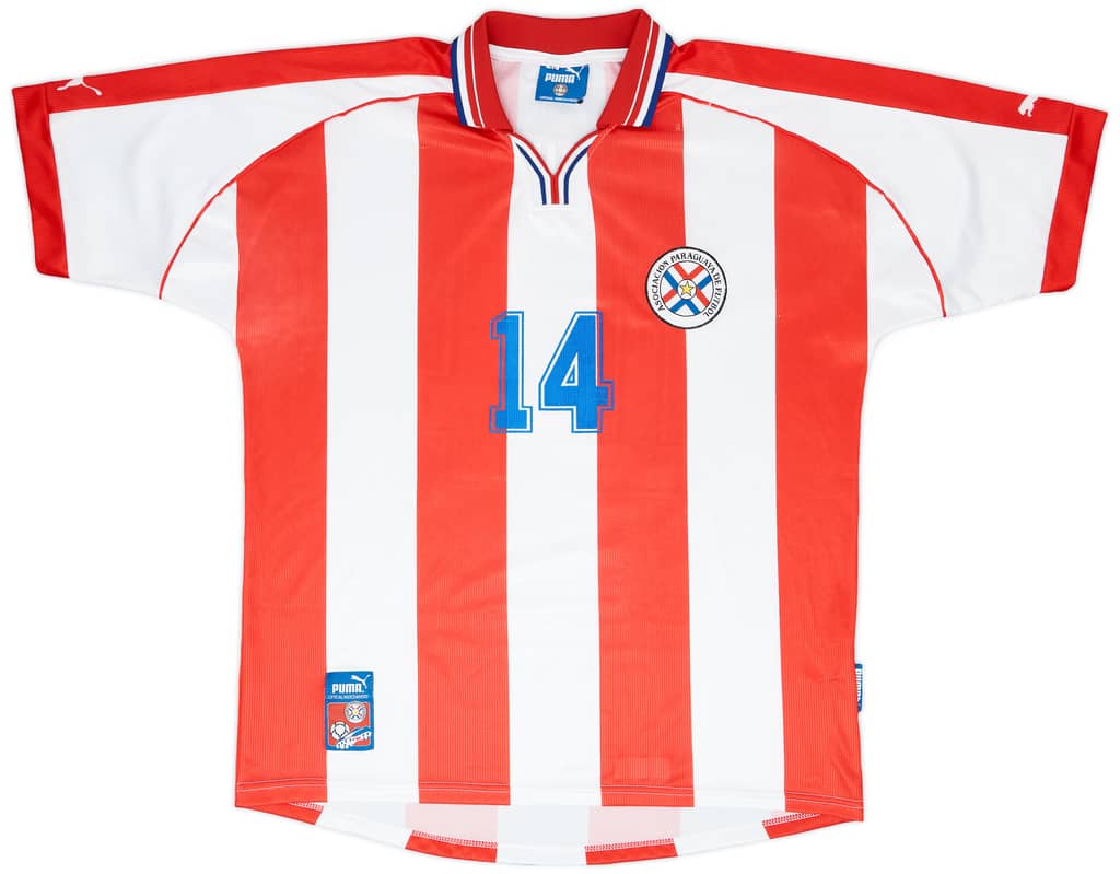 2000-02 Paraguay Home Shirt da Silva #14 - 9/10 - (XL)