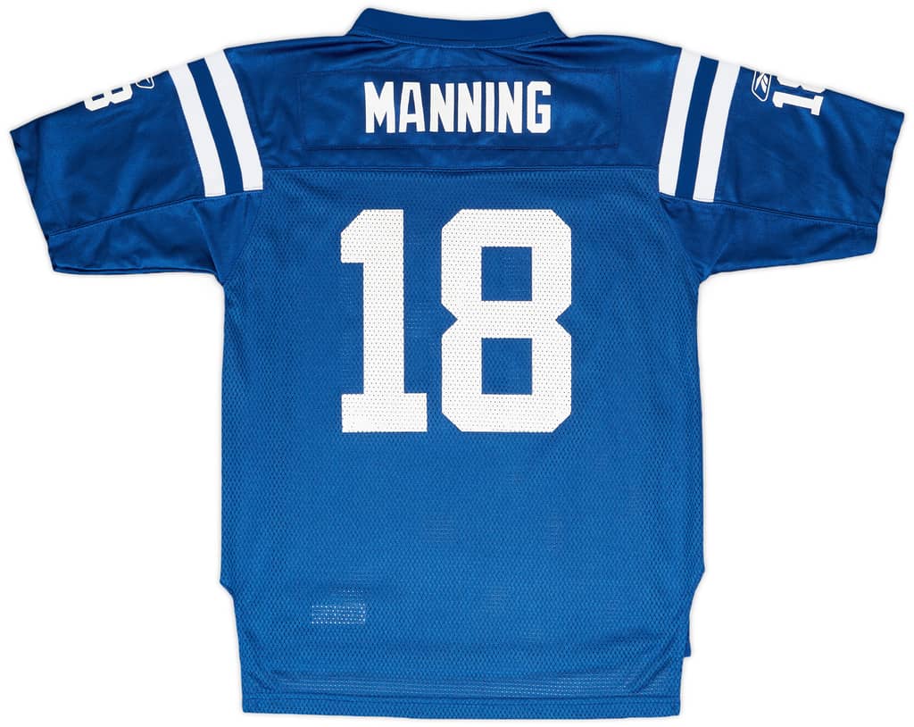 2007 Indianapolis Colts Manning #18 Reebok On Field Home Jersey - 9/10 - (L.Boys)