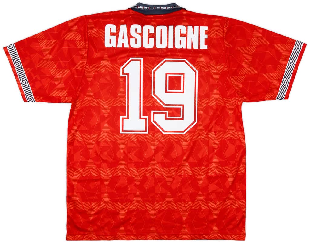 1990-93 England Away Shirt Gascoigne #19 - 6/10 - (XL)